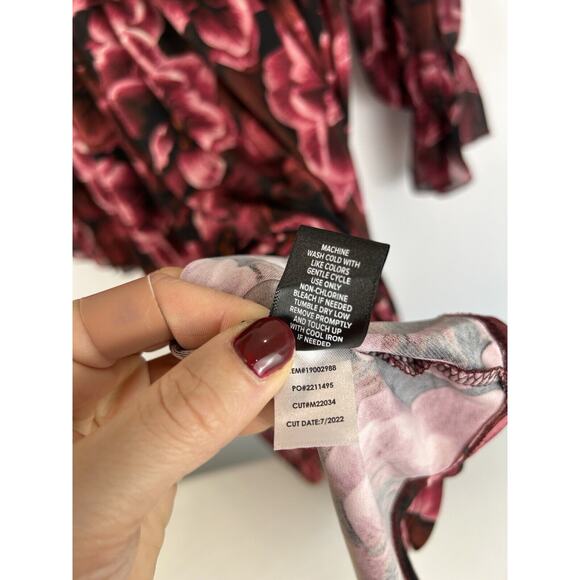 Torrid Babydoll Floral Dress Rose Print Sheer Long Sleeve Sz 2 Whimsigoth Fairy - Picture 6 of 10